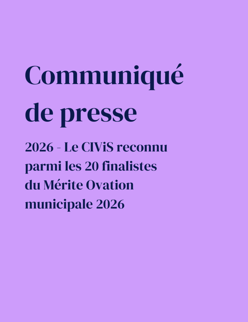 Le CIViS reconnu parmi les 20 finalistes du Mérite Ovation municipale 2026